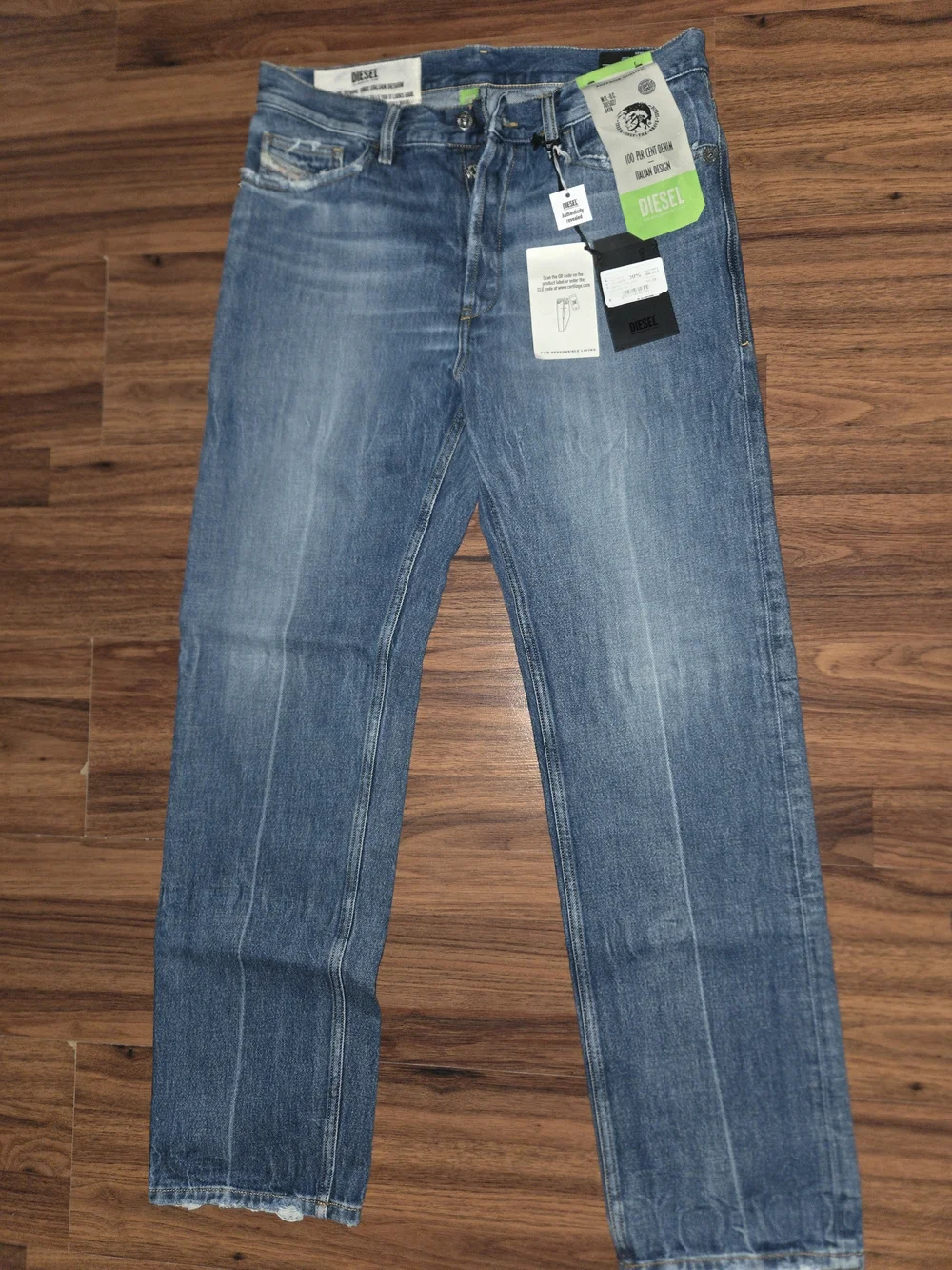 Diesel Straight-Leg Jeans in Medium Blue Denim